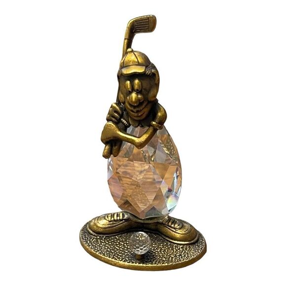 Vintage Manon Crystal Swarovski Clown Golfer Miniature Figurine Gold - Picture 8 of 9